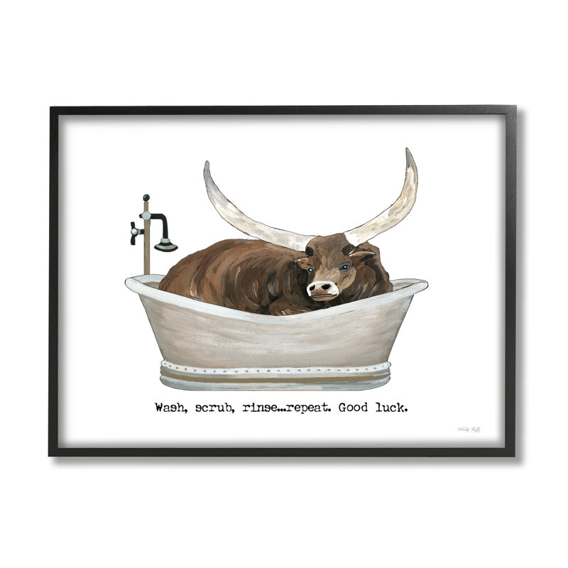 Impression sur toile, "Longhorn", Giclée encadrée noir minuit, H 16 po x l 20 po x P 1,5 po