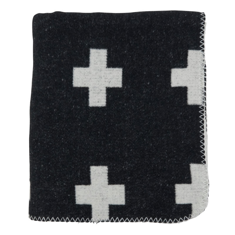 Black and White Reversible Geometric Throw Blanket, 50x60 inches