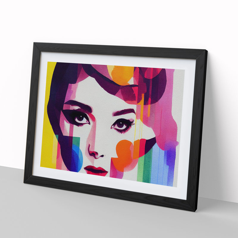 Colourful Woman Vol.2 Abstract - Single Picture Frame Print, 34cm H x 46cm W x 2cm D, Black Framed