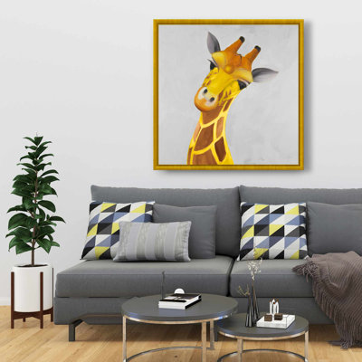 Curious Giraffe - Wildlife Framed Canvas for Home Decor