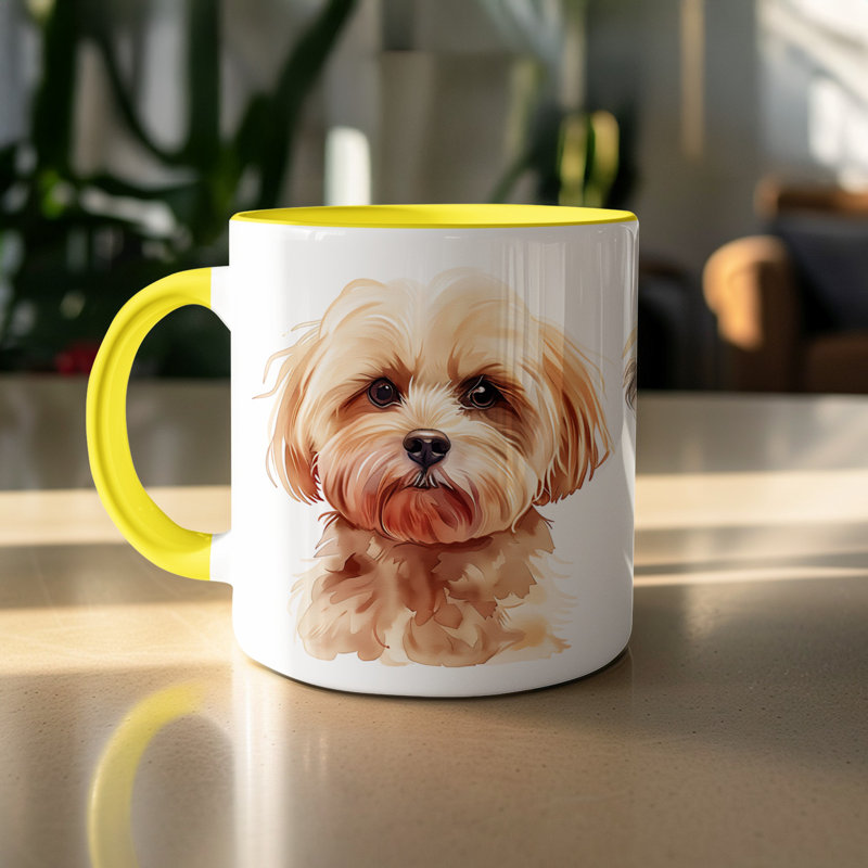 Cute Yorkshire Terrier Puppies Design 11oz Coffee Mug, 4