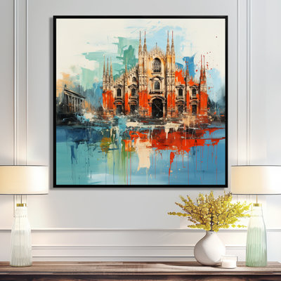 Paysage urbain de Milan en bleu orange - art mural Milan
