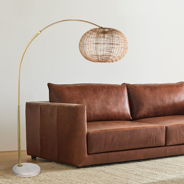 Tresckow 75"H Leisure Living Real Solid Marble Arc Floor Lamp & LED Bulb for Living Room