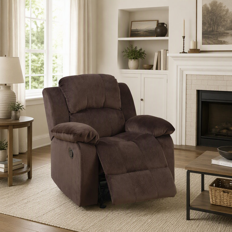 Fauteuil inclinable confortable avec mécanisme d'inclinaison en suède rembourré et en métal pour une détente ultime