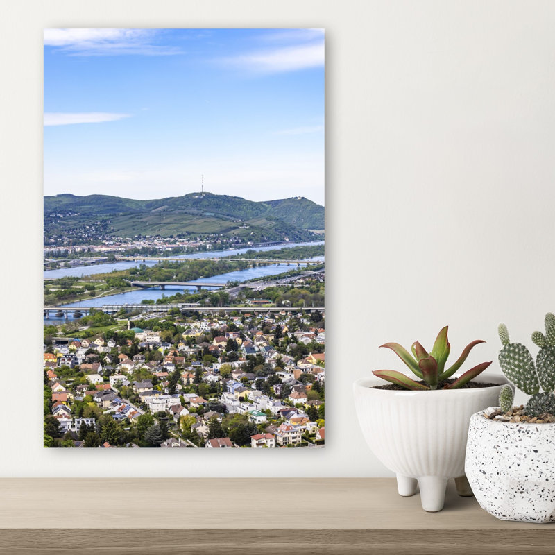 View Toward Kahlenberg From The Danube Tower In Vienna Abstract Contemporary Architecture City Wall Art Print by Melanie Viola - Print