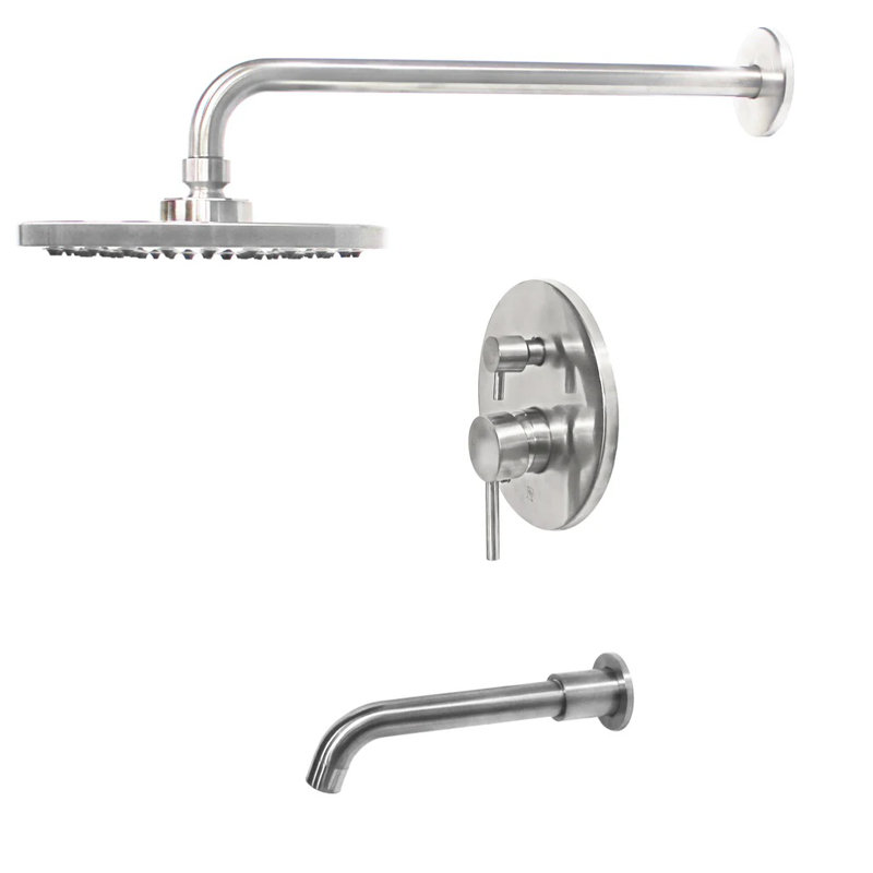 Robinet de douche en nickel brossé avec ensemble brut en laiton massif, Nickel brossé