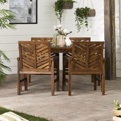 Alfonsi 4 - Person Acacia Wood Patio Dining Set with Rectangular Table