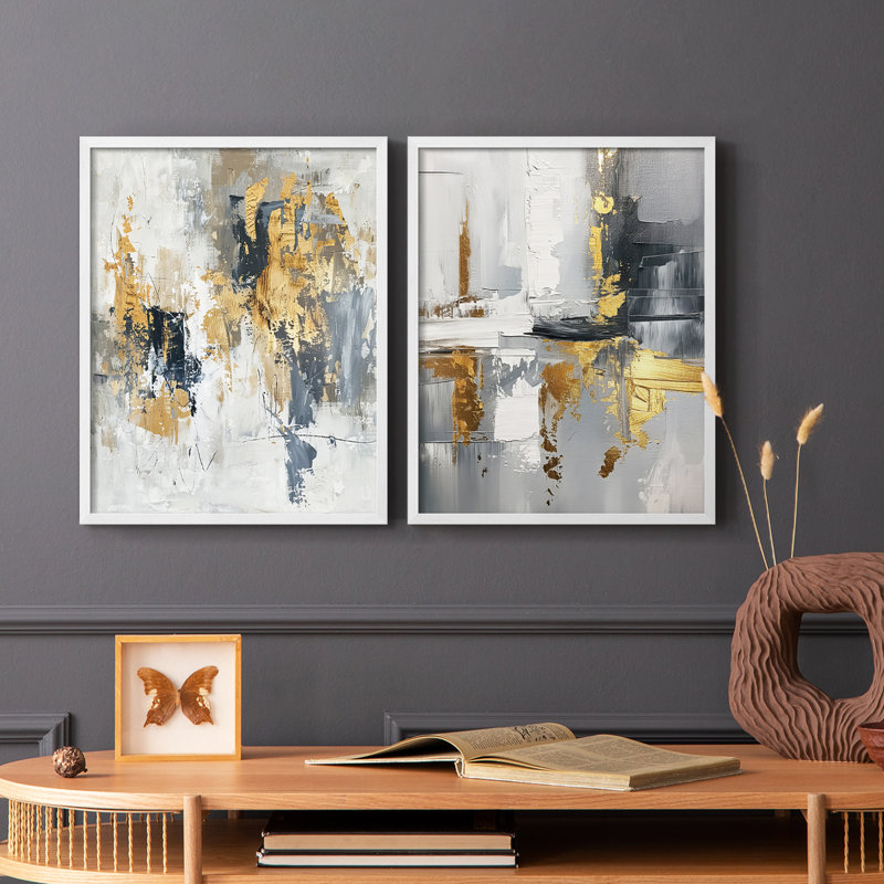 ABSTRACT Series CDLXXXIX-Premium Framed Print -Ready to Hang - No Nails Required - No Nails Required, White, 29" H x 46" W