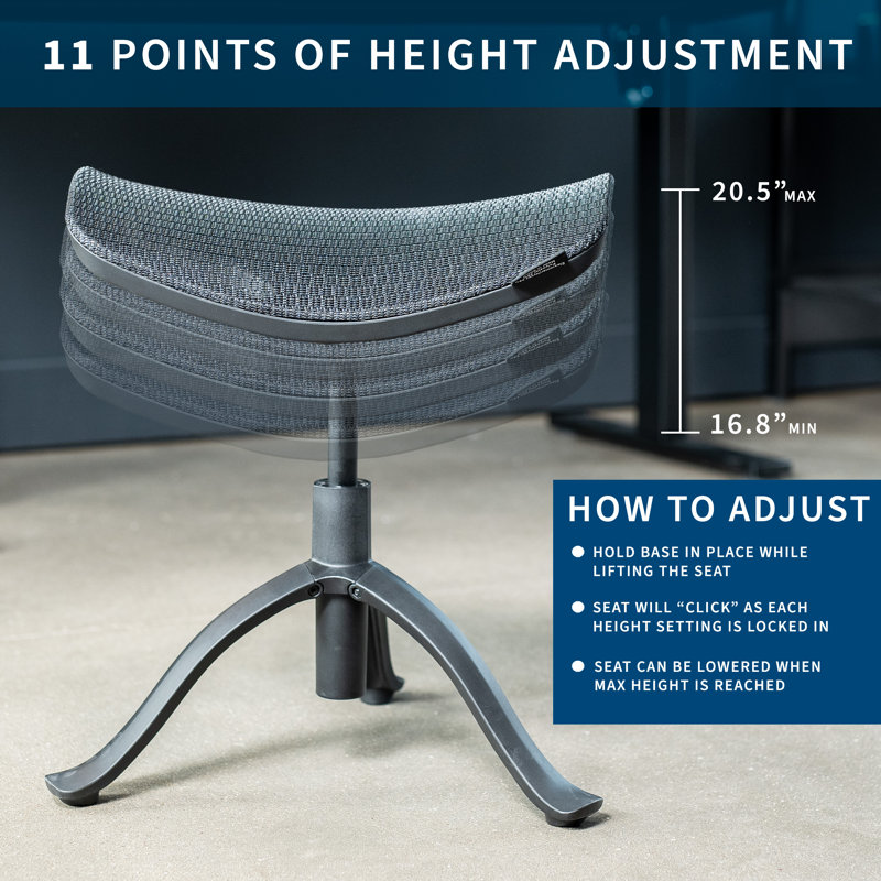 Vivo Height Adjustable Footrest for Desk, Rotatable Under Workstation Ottoman