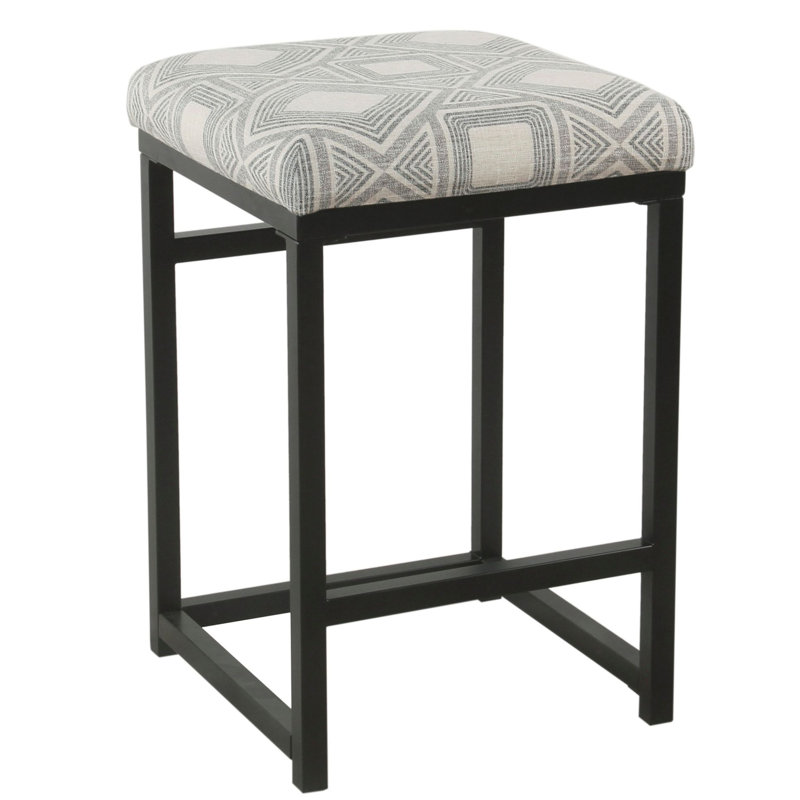 Tabouret de comptoir de 24 po Junad, Motif géométrique gris anthracite