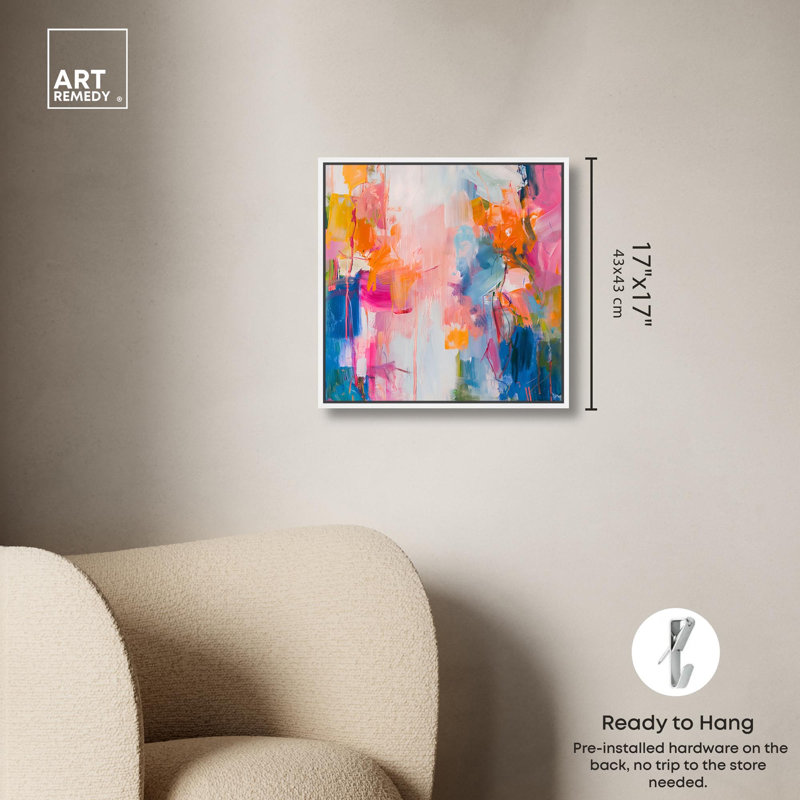 «Knowing Me Canvas Modern Color Abstract» par Art Remedy, H 17 po x l 17 po x P 1,8 po, Cadre flottant blanc