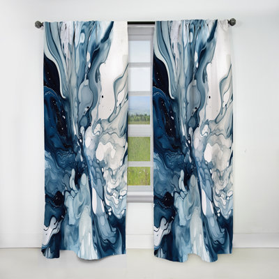 Blue Grey Ethereal Elixir I - Modern Blackout Abstract Curtain - 1 Panel