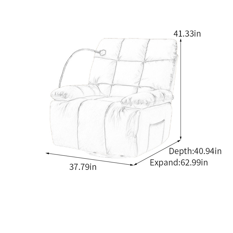 Fauteuil inclinable élégant avec rangement à angle réglable, Brun