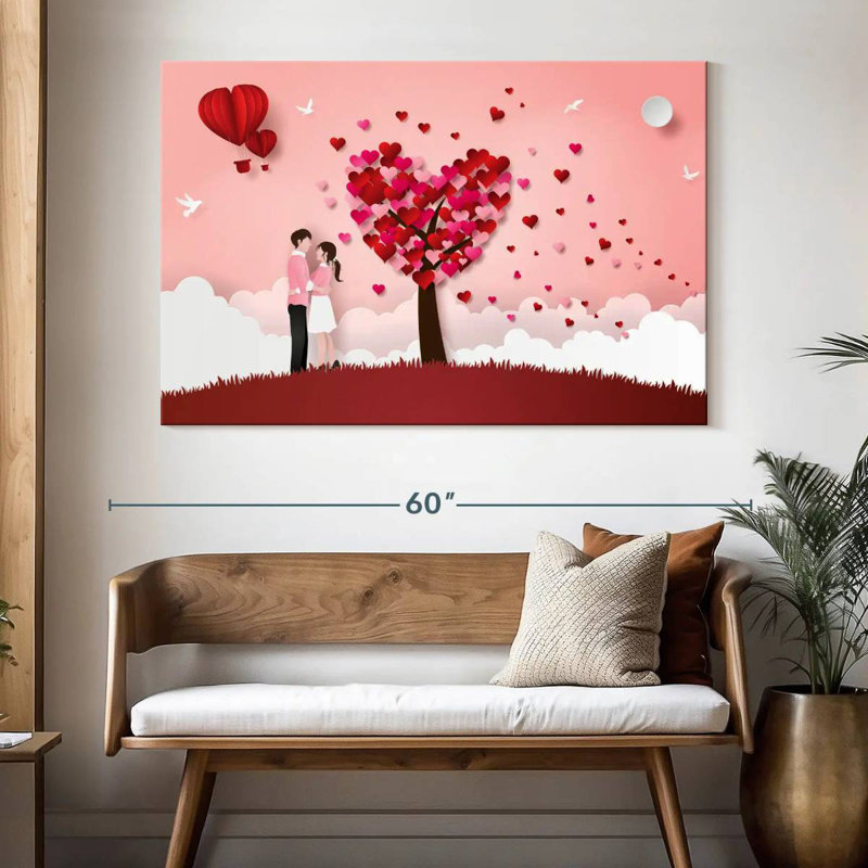 Hardie, couple de cœurs romantiques, H 34 po x l 51 po