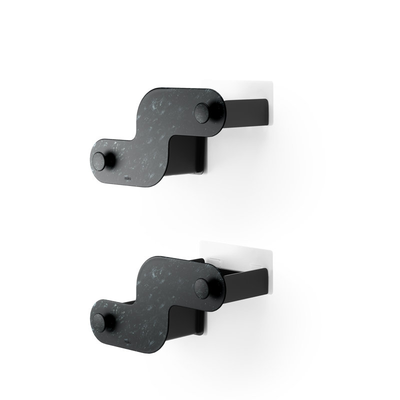 Ensemble de 2 boîtes de rangement de salle de bain adhésives Nami, sans perceuse, Noir