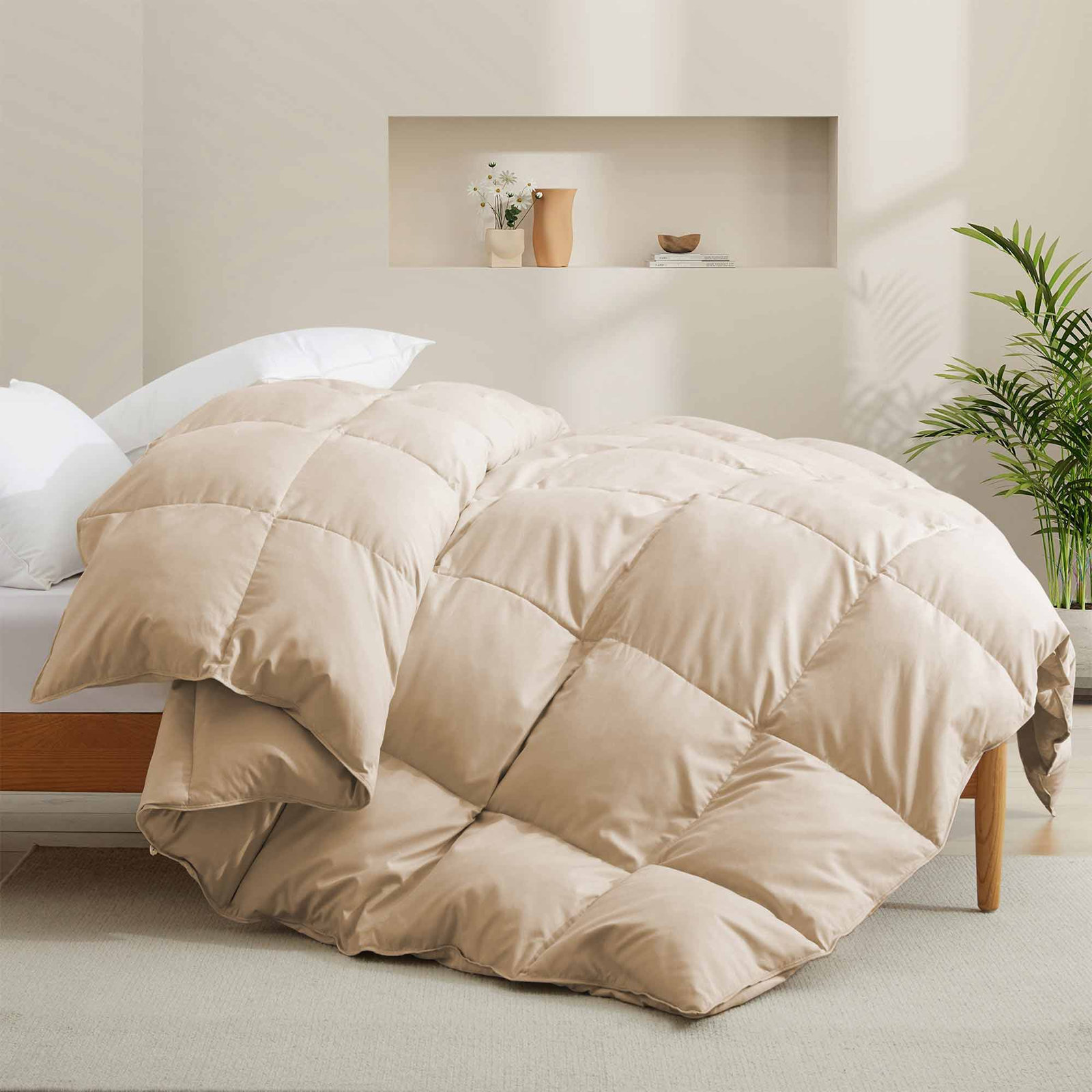 600 Fill Power All Season Down Comforter Duvet Insert, California King, Beige