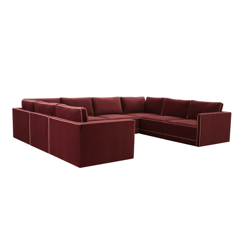 Clairah Misty Modular Large U Sectional, Velours rouge