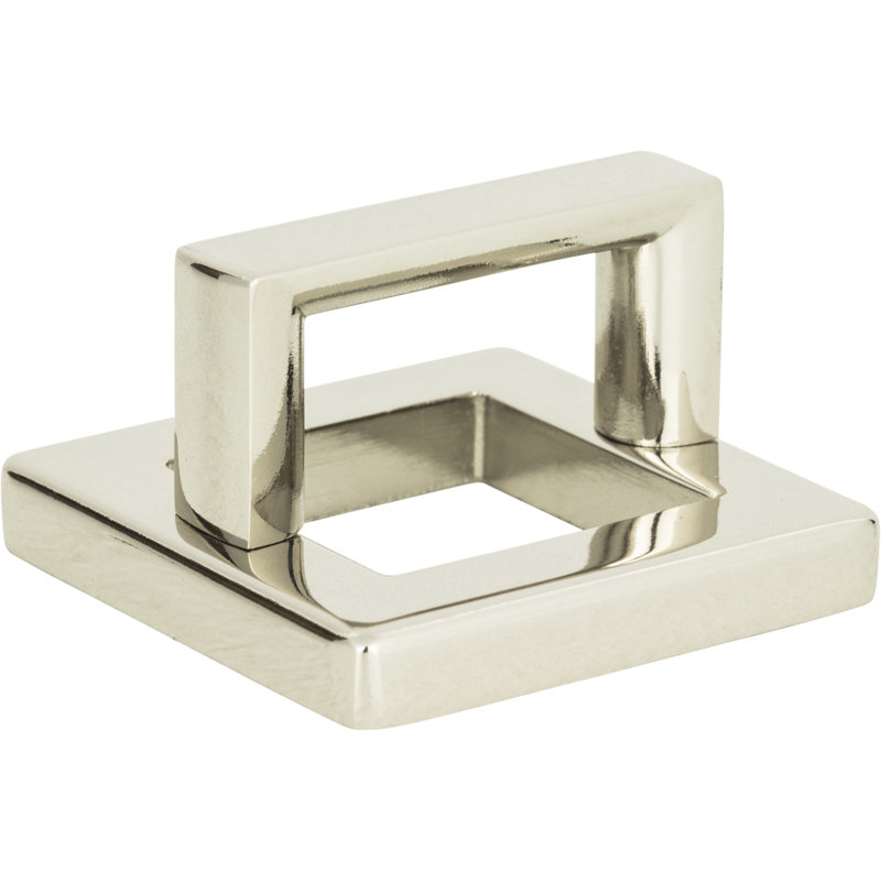 Modern Polished Nickel Square Finger Pull with Mounting Hardware