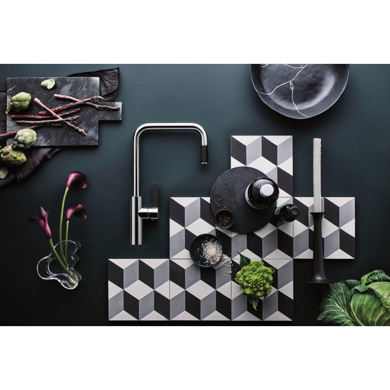 Tuario Pull-Down Kitchen Faucet With U-Spout, Polished Nickel