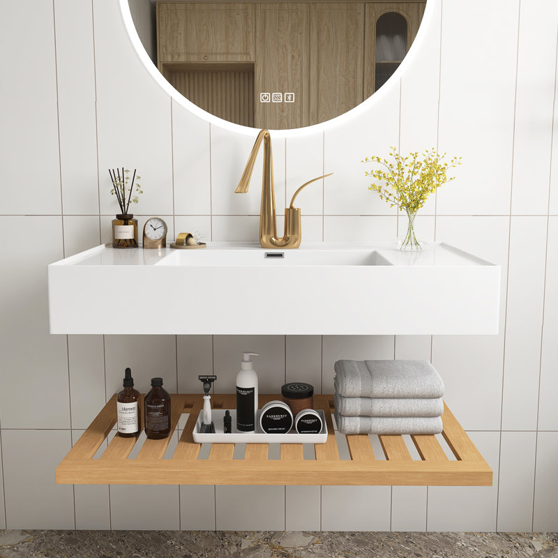 Meuble-lavabo flottant mural 36 po avec lavabo rectangulaire intégré