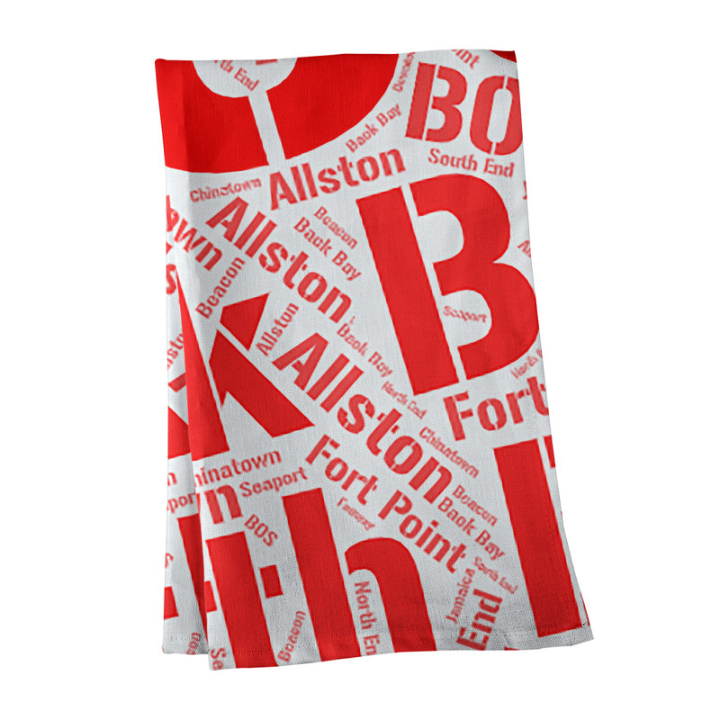 Cotton Tea Towel Kitchen Towel, Red, Boston