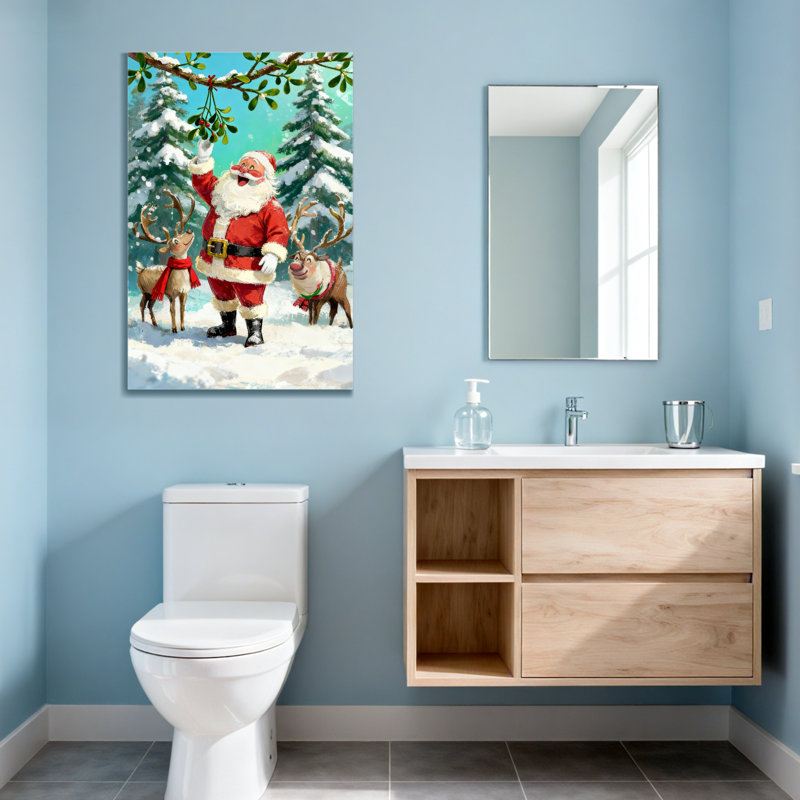 Noël père Noël avec renne et gui, H 24 po x l 16 po