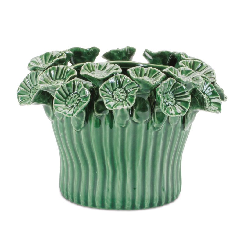 Vase en grès avec accents floraux