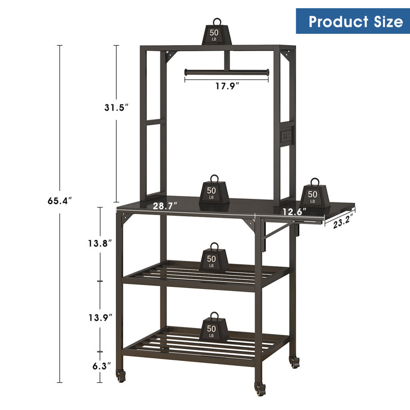 Heavy Duty 3D Printer Table Stand with Filament Storage and Wheels