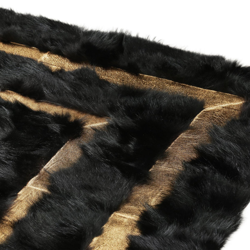 Tapis noir de style toscan noir avec bordures dorées, Rectangle 6 pi x 9 pi