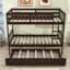 Lit superposé simple en bois convertible Hulbard avec lit gigogne simple et garde-corps-358664523