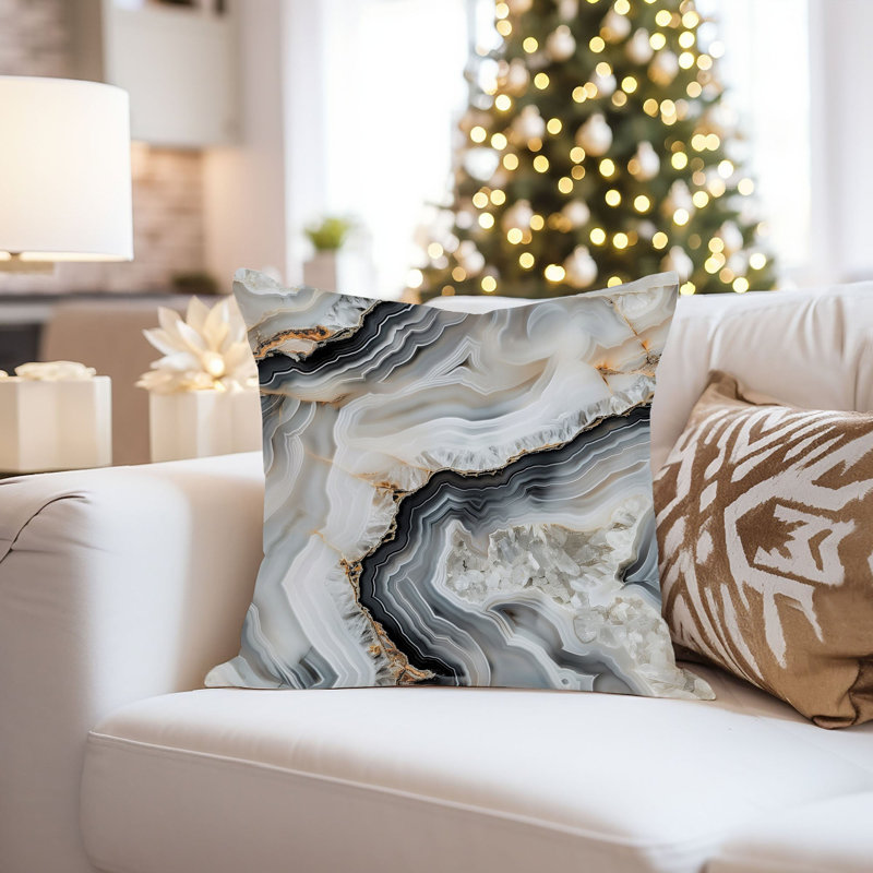 Abstract Gray Marble Geode Pattern VIII Modern, 18"H x 18"W