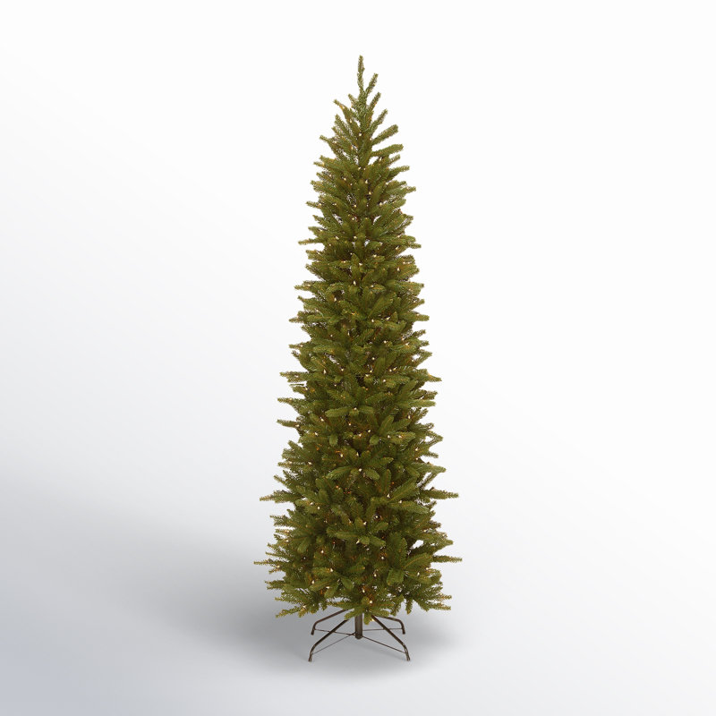 Slender Green Realistic Artificial Fir Christmas Tree with Incandescent Steady/Constant Lights, 7.5'
