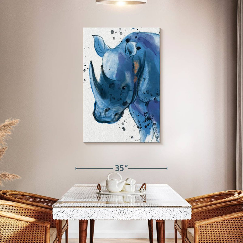 Brampt Blue Rhinoceros, 45" H x 30" W