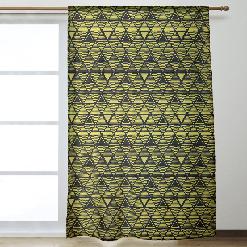 Jordao Room Darkening Curtain Single Panel, Dark Yellow/Black