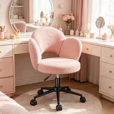 Lovely Petal Back Office Chair with Adjustable Height & Swivel – Makeup Chair, Task Chair, Desk Chair for Bedroom, Study, Home Office