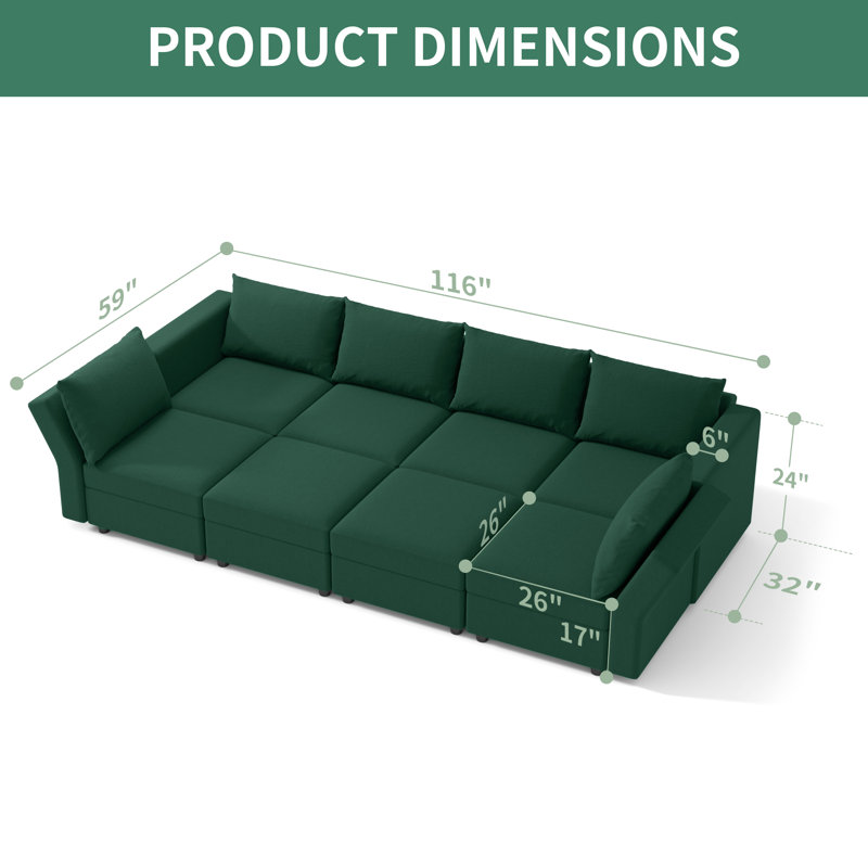 Canapé modulaire rembourré 8 pièces avec rangement BOX MODULE STO SOFA, Mélange de coton