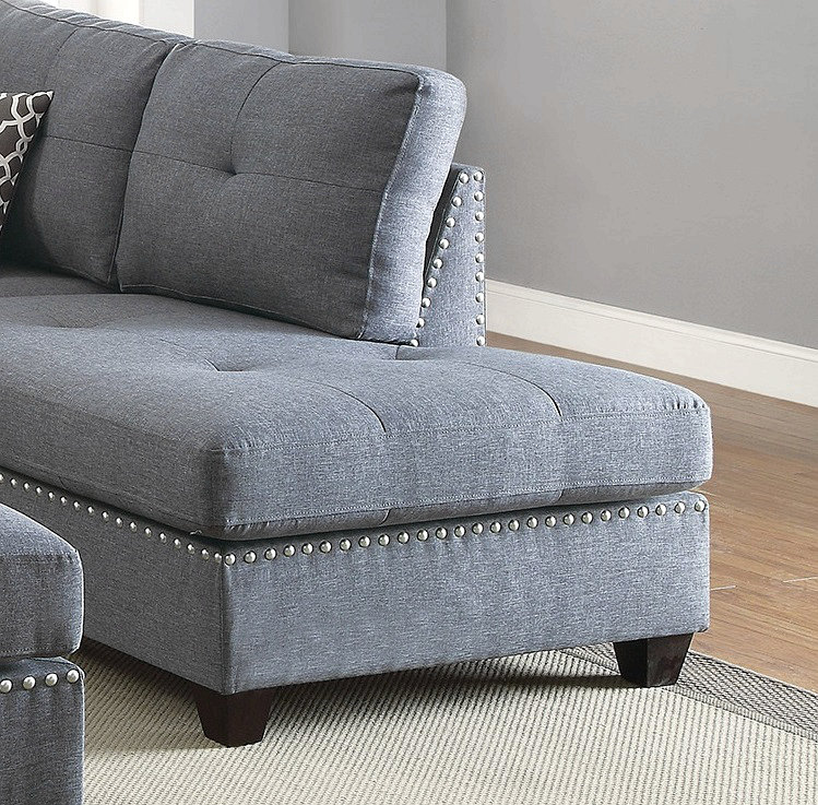 3 pièces Canapé modulaire avec coussins réversibles, Orienté à droite, Gris bleu clair