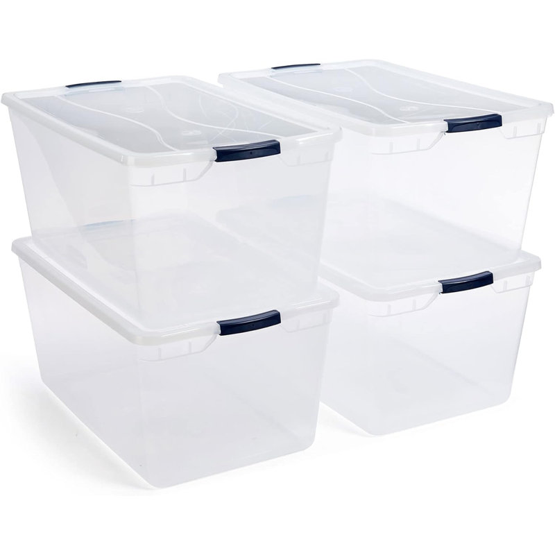 Cleverstore 95 Quart Clear Stackable Large Plastic Storage Containers with Lids
