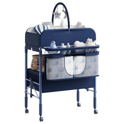 Table à langer portative pour bébé, station à langer pliable avec coussin imperméable et tiroirs