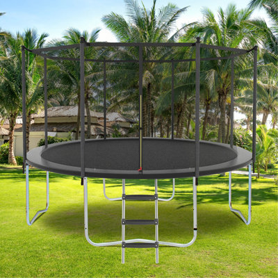 Trampoline 10 pi avec filet de sécurité, trampoline d'extérieur avec tapis de saut robuste et matelas à ressorts pour enfants et adultes