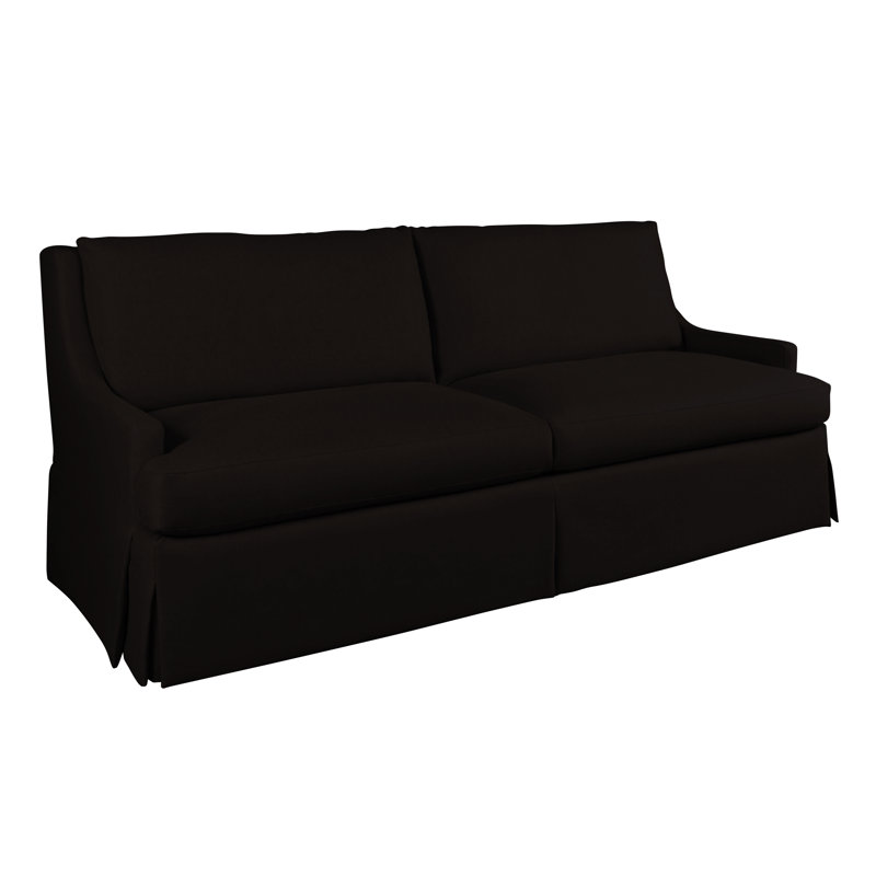 Royce 87" Linen Recessed Arm Slipcovered Sofa with Reversible Cushions, Dewitt Black