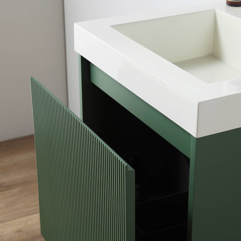 Meuble-lavabo flottant Keriel, Vert aventurine
