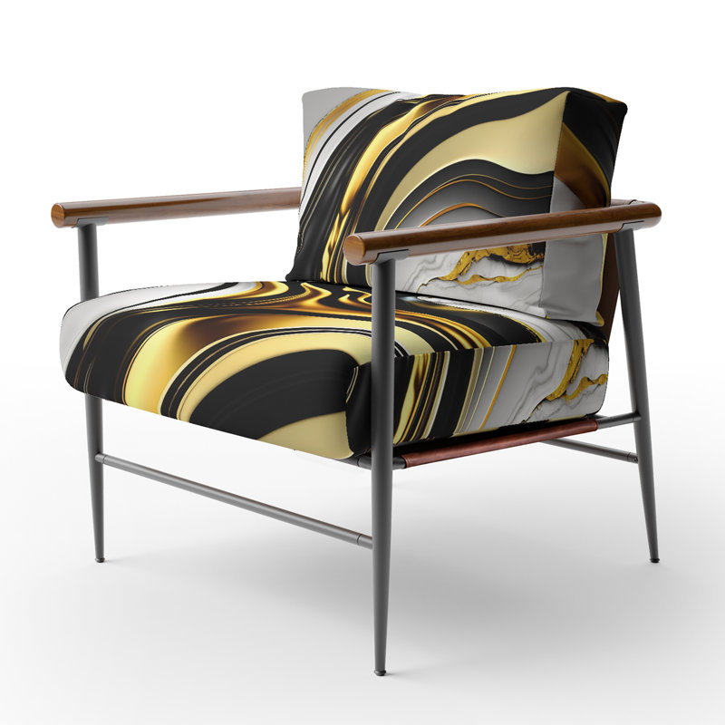 Cullivan - Fauteuil d'appoint rembourré en marbre, Noir, noir, noir, noir