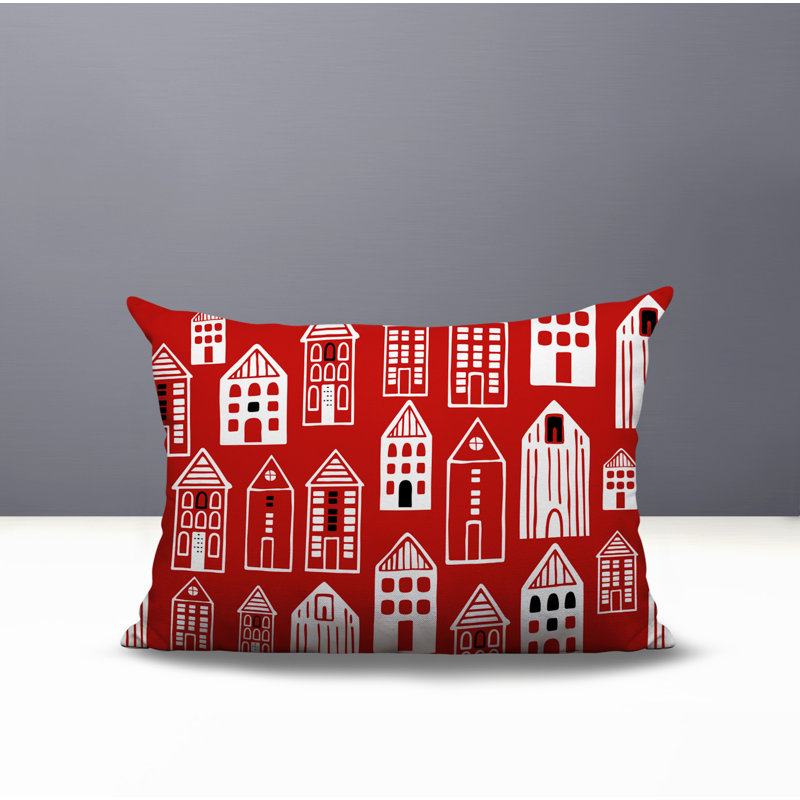 Oreiller rectangulaire réversible intérieur / extérieur Kito, Rectangle H 14 po x l 20 po, Rouge