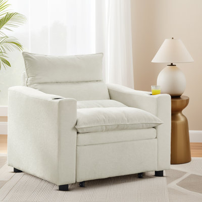 Convertible Sleeper Recliner Accent Chair with Cushion ,3-in-1 Adjustable Sofa Bed with Modern Velvet Fabric for Living Room&Apartmente,Grey