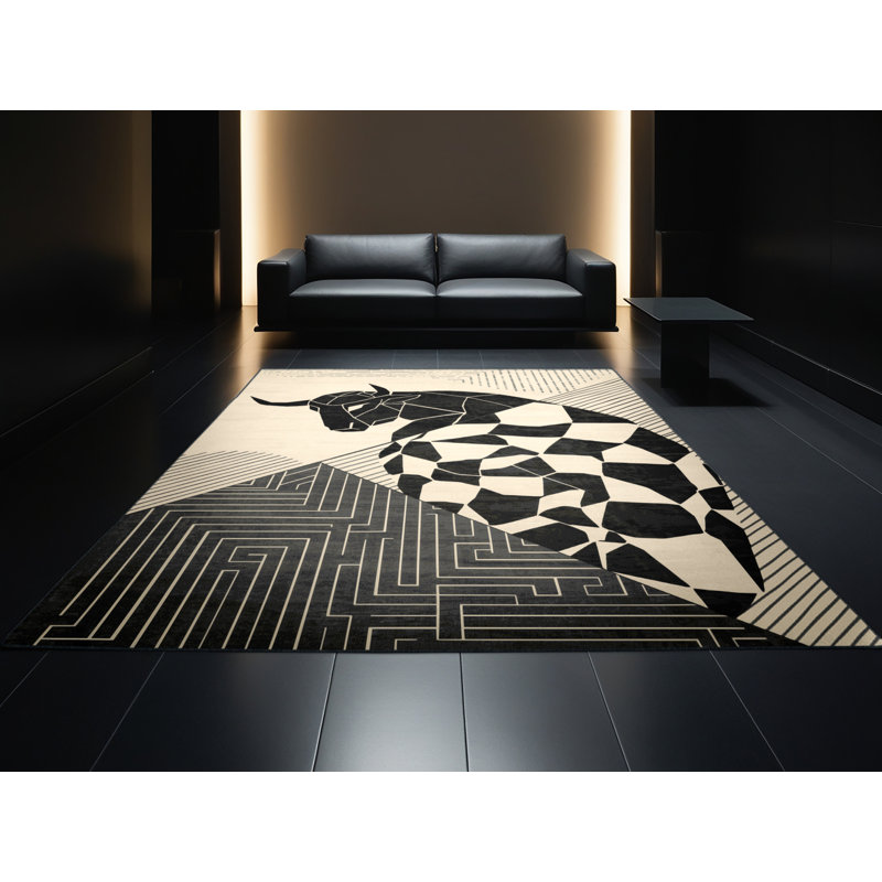 Tapis à motif géométrique moderne et élégant Wimberley Minotaur, 6 x 9