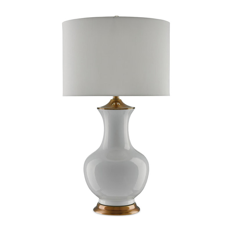 Lilou Table Lamp, White/Antique Brass