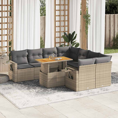  Ensemble de canapé de jardin beige, gris clair