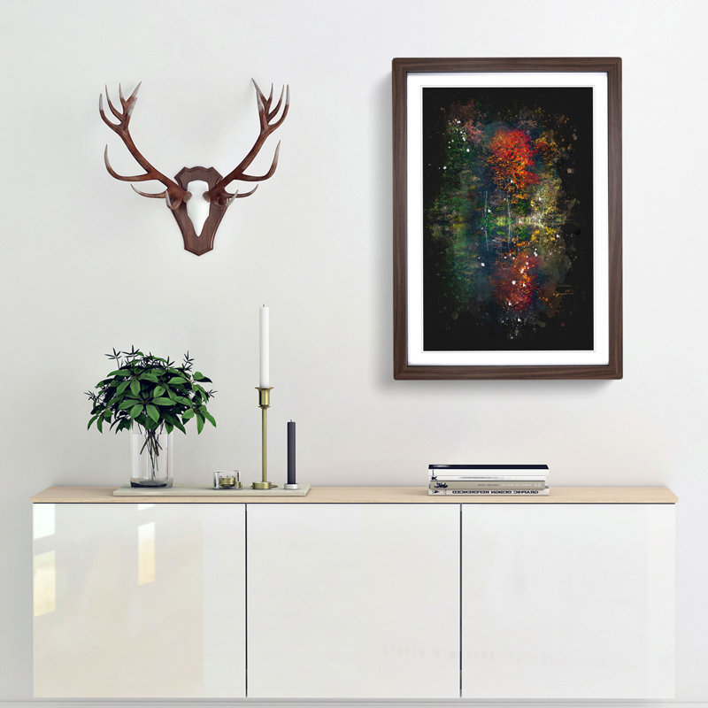 Autumn Forest Reflection - Picture Frame Graphic Art Print, 87cm H x 62cm W x 2cm D, Walnut Framed