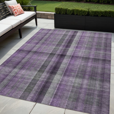 Tapis d'intérieur lavable antidérapant à carreaux mauve 5 pi x 8 pi